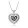 Black And White CZ Heart Pendant Necklace In Sterling Silver