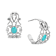 Silver Tone Filigree With Enamel Oval Hoop Earrings