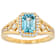 Blue Zircon And White Zircon Rectangular Octagonal Ring In 18K Gold Over
Sterling Silver 1.84ctw