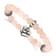 Stainless Steel Antiqued and Polished Pink Jade LOVE YOU Stretch Bracelet