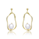 Pear Shape Pearl Drop Earrings In 14K Gold Over Sterling Silver