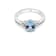 9x7mm Oval Aquamarine and White CZ Rhoidum Over Sterling Silver Ring, 1.53ctw