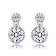 Two-Stone CZ Milgrain Drop Earrings In White Rhodium Over Brass