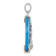 Rhodium Over Sterling Silver Blue Agate Turtle and Reef Round Pendant
