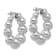 Rhodium Over Sterling Silver Polished Beaded Round Hoop Earrings