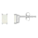 5x3mm Emerald Cut Opal 14k White Gold Stud Earrings