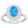 8x6mm Oval Swiss Blue Topaz And White Topaz Accents Rhodium Over
Sterling Silver Double Halo Ring