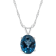 10x8mm Oval London Blue Topaz Rhodium Over Sterling Silver Pendant With Chain