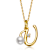 Initial U Pear Shape CZ And Pearl Pendant Necklace In 14K Gold Over Brass