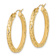 14k Yellow Gold Satin and Diamond-Cut 1 7/16" Hoop Earrings