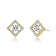 CZ Halo Stud Earrings In 14K Gold Over Brass