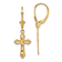 14k Yellow Gold Diamond-Cut and Textured Cross with Beaded Edge Dangle Earrings