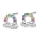 Rhodium Over Sterling Silver Crystal Rainbow and Clouds Children's Post Earrings