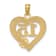 14k Yellow Gold Textured QUINCE ANOS 15 in Heart Charm