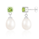 White Freshwater Pearl And Peridot Dangle Earrings In Sterling Silver