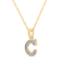 White Diamond Accent 10k Yellow Gold C Initial Pendant With 18” Rope Chain