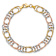 14k tri-color gold 8.5mm Textured 3D Fancy Double Link Bracelet