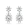Pear Shape CZ Flower Cluster Drop Earrings In White Rhodium Over Brass