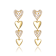 CZ Pave Double Heart Drop Earrings In 14K Gold Over Sterling Silver