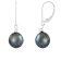 14k white gold leverback earrings with .10CT DTW and 8-9mm Tahitian pearls