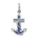 Rhodium Over Sterling Silver Crystals and Blue Enamel Anchor Charm