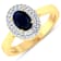 1.06ctw Blue Sapphire and Diamond 14K Yellow Gold Halo Ring