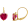 10K Yellow Gold Lab Created Ruby and Diamond Heart Leverback Earrings 2.53ctw
