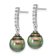 Rhodium Over Sterling Silver 9-10mm Tahitian Pearl Cubic Zirconia
Earring and Necklace Set