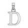Rhodium Over 14k White Gold Polished Block Letter D Initial Pendant