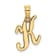 14k Yellow Gold Script Letter K Initial Pendant