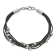 Black Leather and Stainless Steel Polished Beaded Multi-Strand 8-inch Bracelet