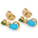 Turquoise Pear, Chrome Diopside And White Zircon Earrings In 18K Gold
Over Sterling Silver 0.29ctw