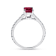 1.36ctw Diamond and Emerald Cut Ruby Engagement Ring 14k White Gold