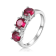 Lab Created Ruby and Moissanite Sterling Silver 3-Stone Ring
