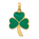 14K Yellow Gold Green Enameled Shamrock Pendant