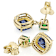 Blue And Green CZ Earrings In 18K Gold Over Sterling Silver