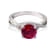Red Lab Created Ruby with Moissanite Accent Rhodium Over Sterling Silver Ring