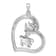 Rhodium Over Sterling Silver Crystal Turtle Heart with Wave Pendant