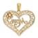 14K Tri-color Gold Diamond-Cut MOM in Heart with Rose Pendant