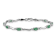 Rhodium Over 14k White Gold Diamond and Emerald Bracelet