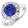 Violet Tanzanite and White Diamond 14K White Gold Halo Ring 2.08 ctw