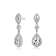 Pear Shape CZ Halo Drop Earrings In Sterling Silver