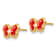 14k Yellow Gold Red Enameled Butterfly Stud Earrings