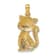 14k Yellow Gold Textured Sitting Cat Pendant