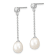 Rhodium Over Sterling Silver 8-9mm Rice Freshwater Cultured Pearl CZ
Post Dangle Earrings