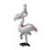 Rhodium Over Sterling Silver Hot Pink and Black Enameled Flamingo Charm