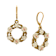 14K Gold Dipped Round Faux Pearl & White Porcelain Flower Earrings