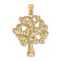 14k Two-tone Gold  Polished and Textured Hearts Tree Pendant