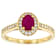 Ruby Oval And White Zircon Ring In 18K Gold Over Sterling Silver 1.25ctw