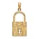 14K Yellow Gold 3D Padlock with Key Hole Charm